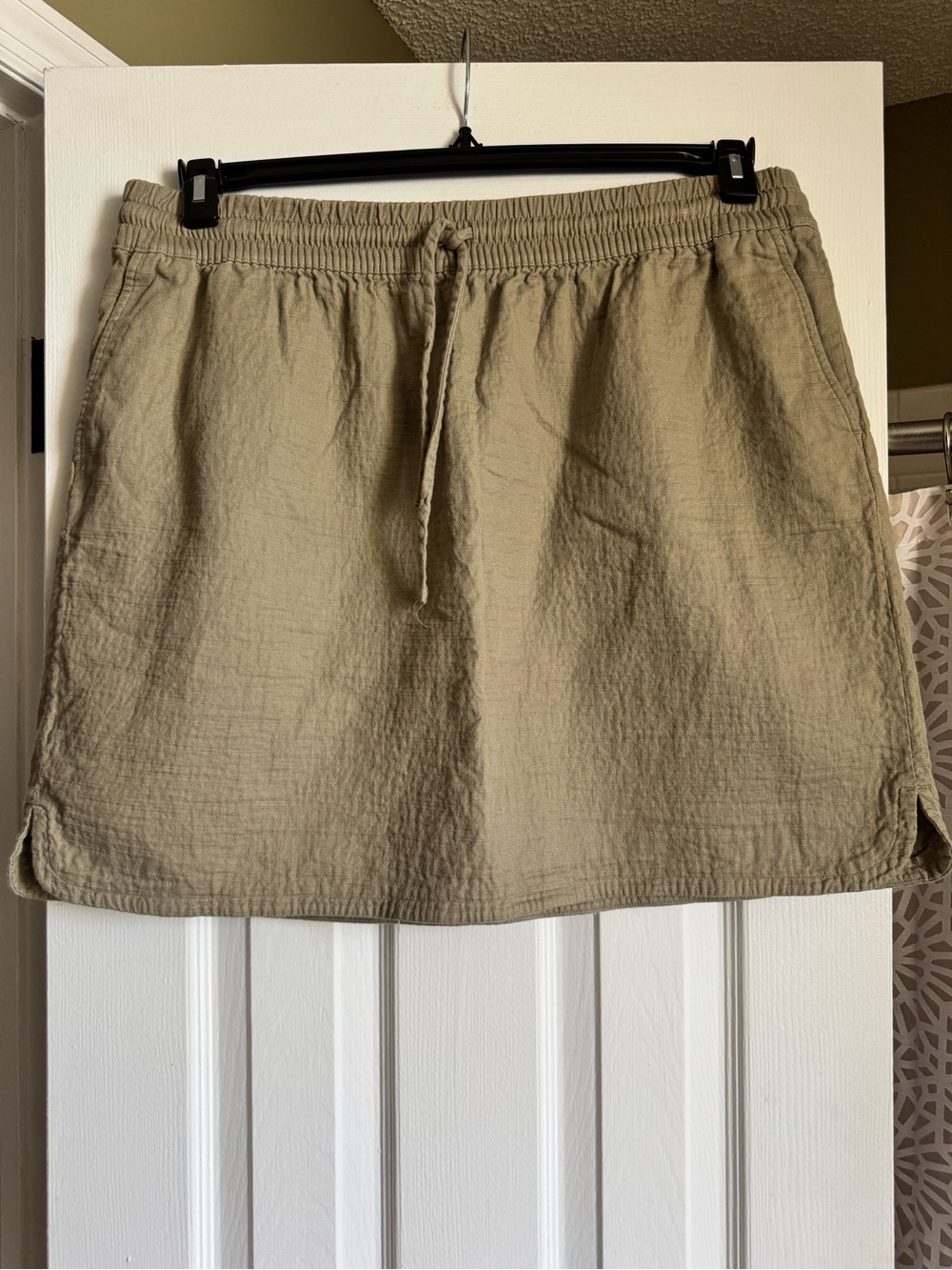 LOFT Khaki Drawstring Mini Skirt